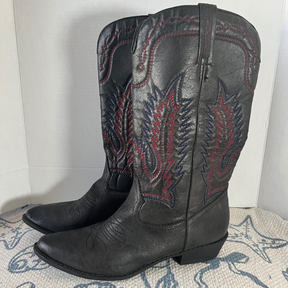 Coconuts by Matisse Poncho Black Western Embroidered Cowboy Boots womens 11